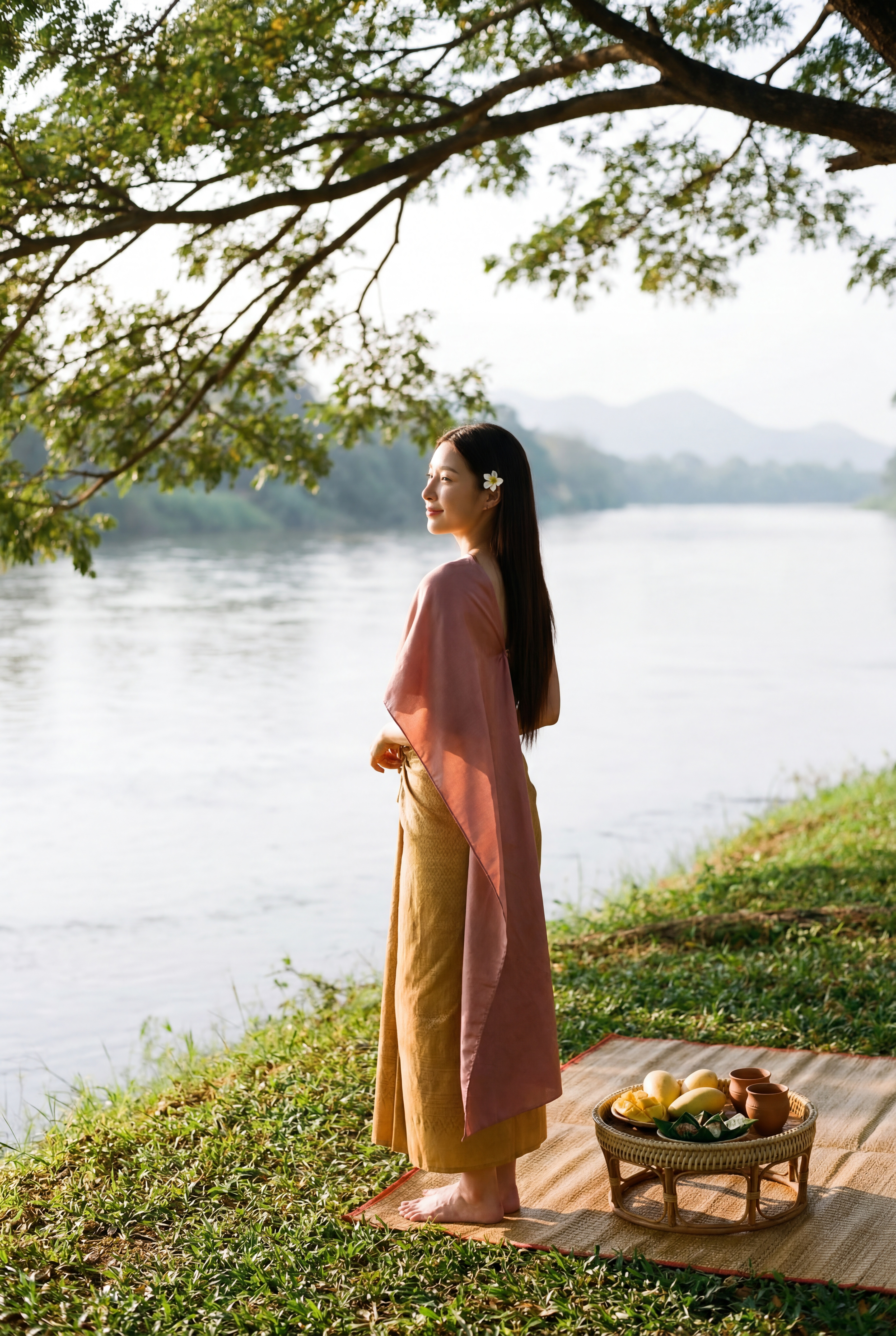 By the river